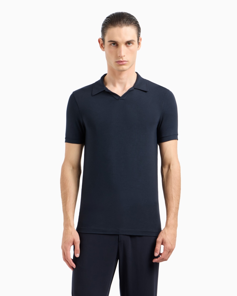 The world of armani POLO A MANICHE CORTE IN JERSEY DI VISCOSA STRETCH Sconto