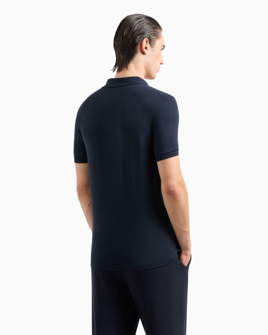 The world of armani POLO A MANICHE CORTE IN JERSEY DI VISCOSA STRETCH Sconto