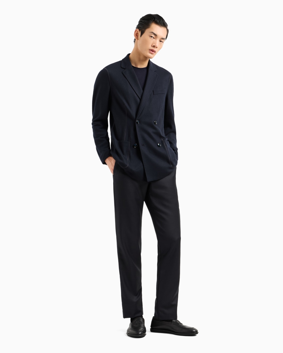 The world of armani GIACCA DOPPIOPETTO ICON IN INTERLOCK DI CASHMERE FOLLATO Esporta salva