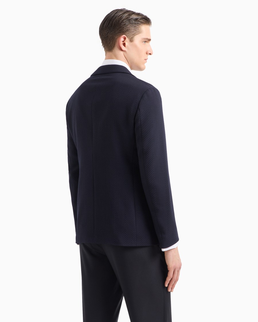 The world of armani GIACCA MONOPETTO IN MISTO LANA STRETCH JACQUARD CHEVRON Hotsell
