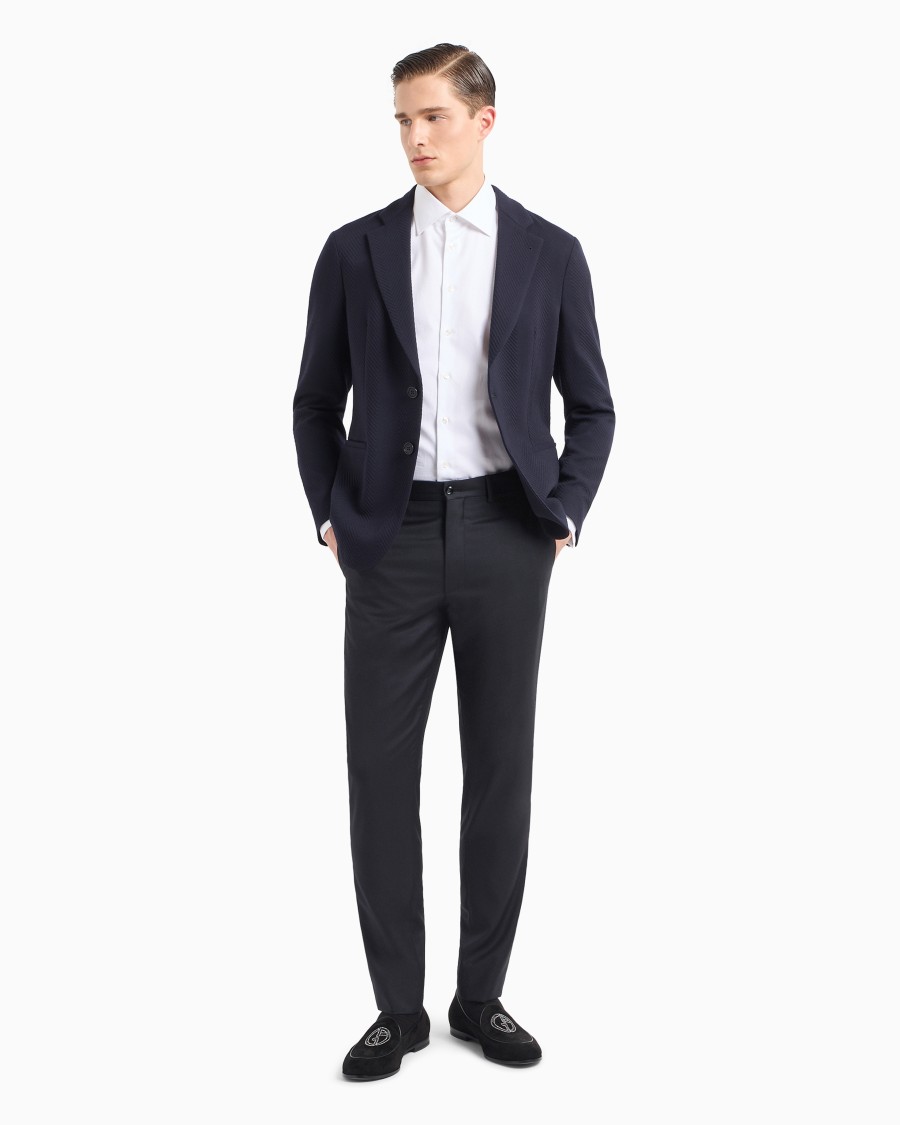 The world of armani GIACCA MONOPETTO IN MISTO LANA STRETCH JACQUARD CHEVRON Hotsell