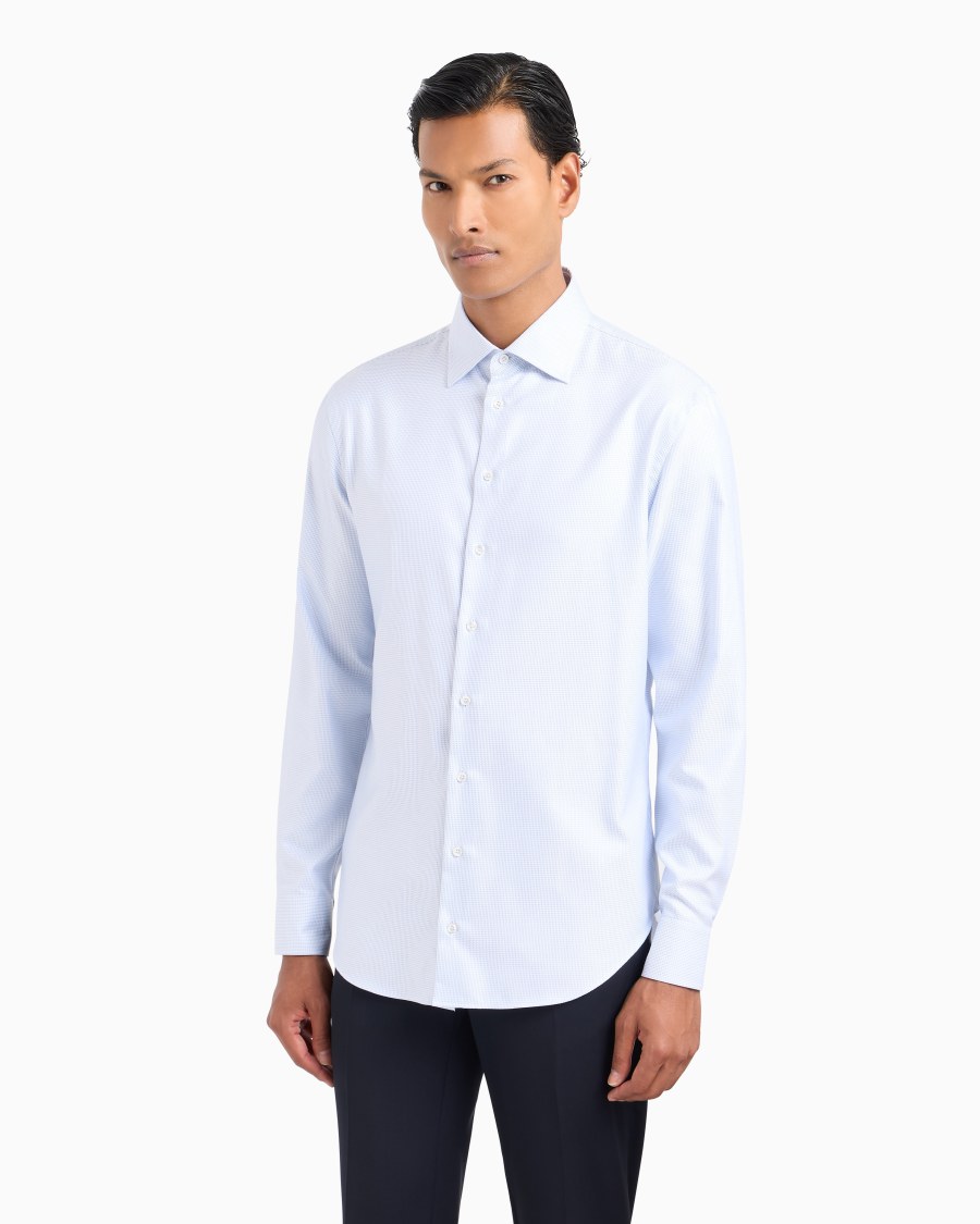 The world of armani CAMICIA REGULAR FIT IN COTONE MICROARMATURATO Promozione
