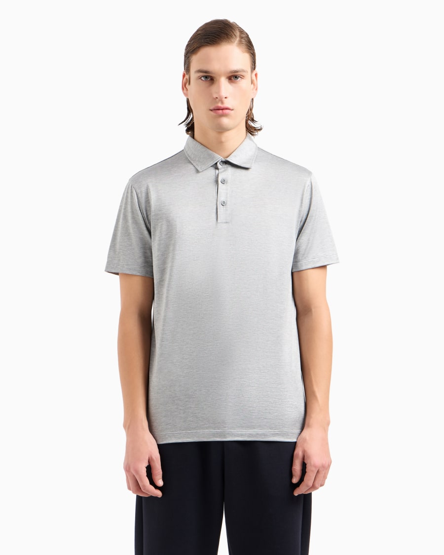 The world of armani POLO IN JERSEY DI SETA E COTONE MELANGE Pezzi Unici