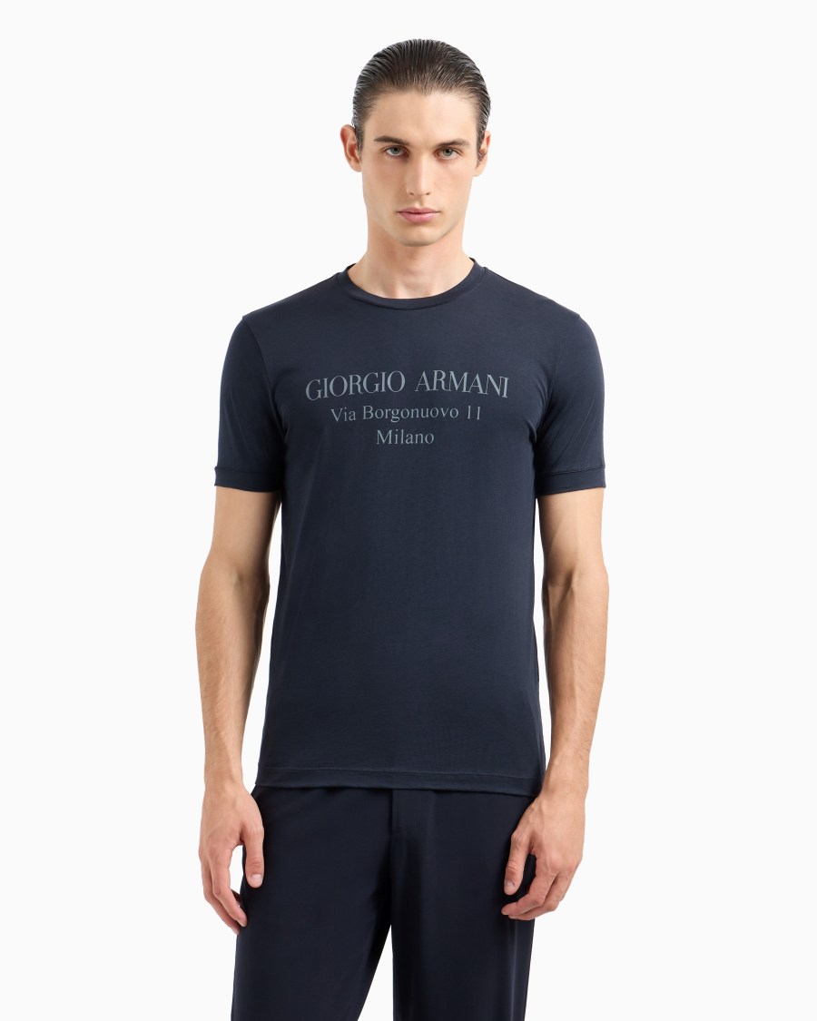 The world of armani T-SHIRT GIROCOLLO BORGONUOVO 11 IN JERSEY DI COTONE PIMA Negozi Online