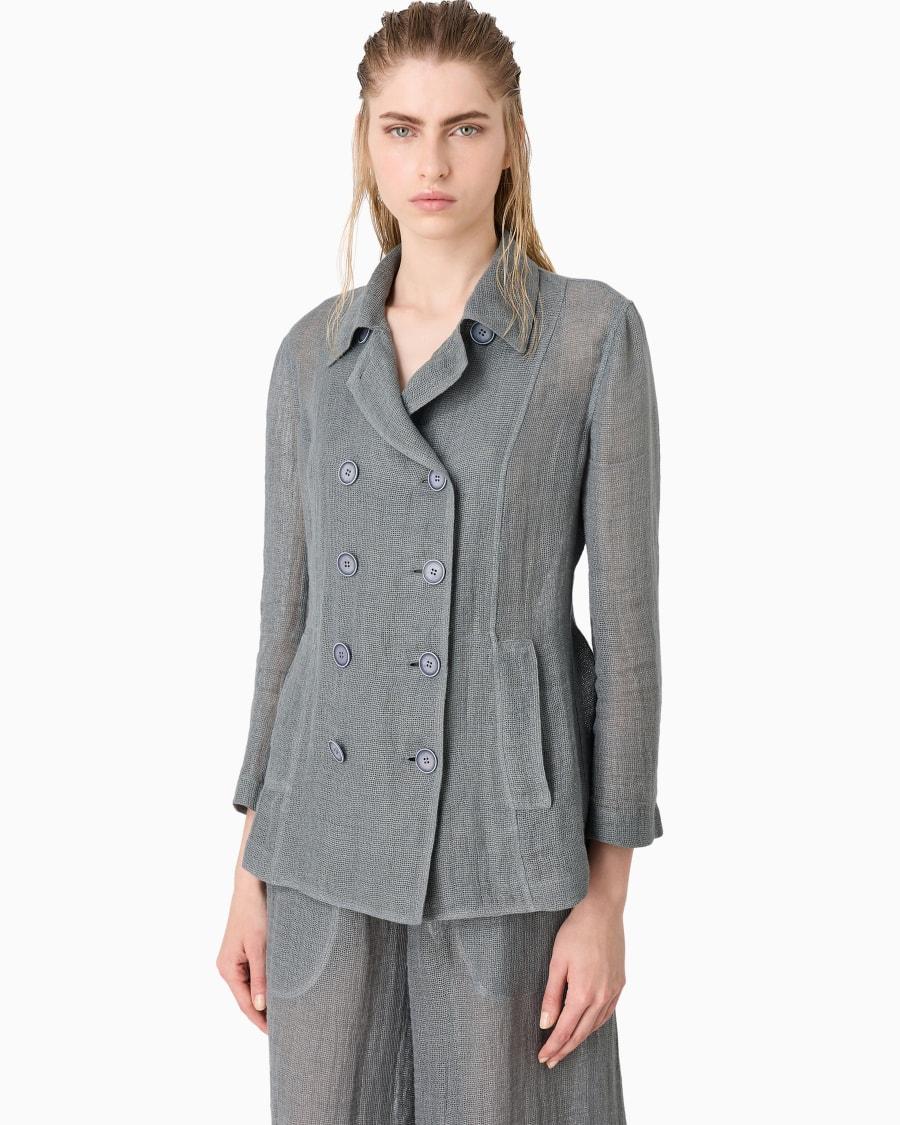 The world of armani GIACCA DOPPIOPETTO IN MISTO LINO Sconto