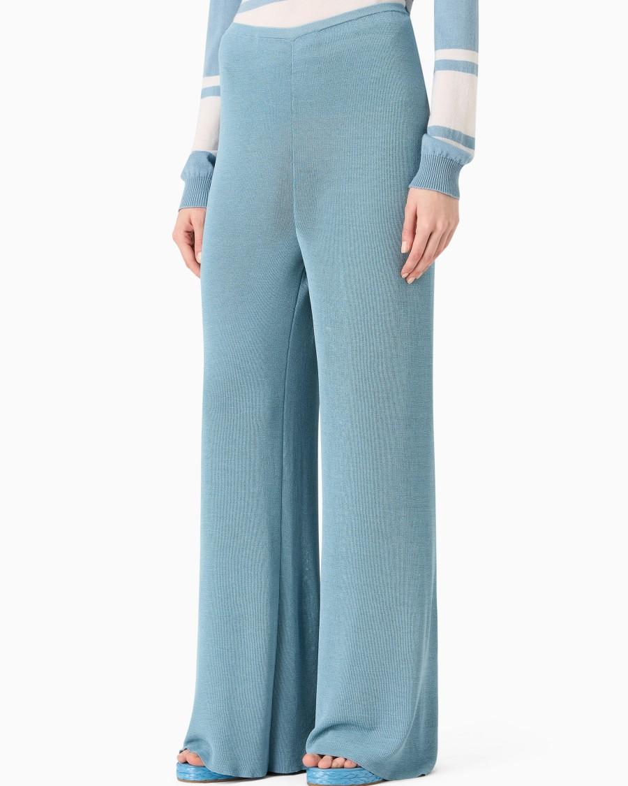 The world of armani PANTALONI IN MAGLIA DI MISTO VISCOSA In Vendita
