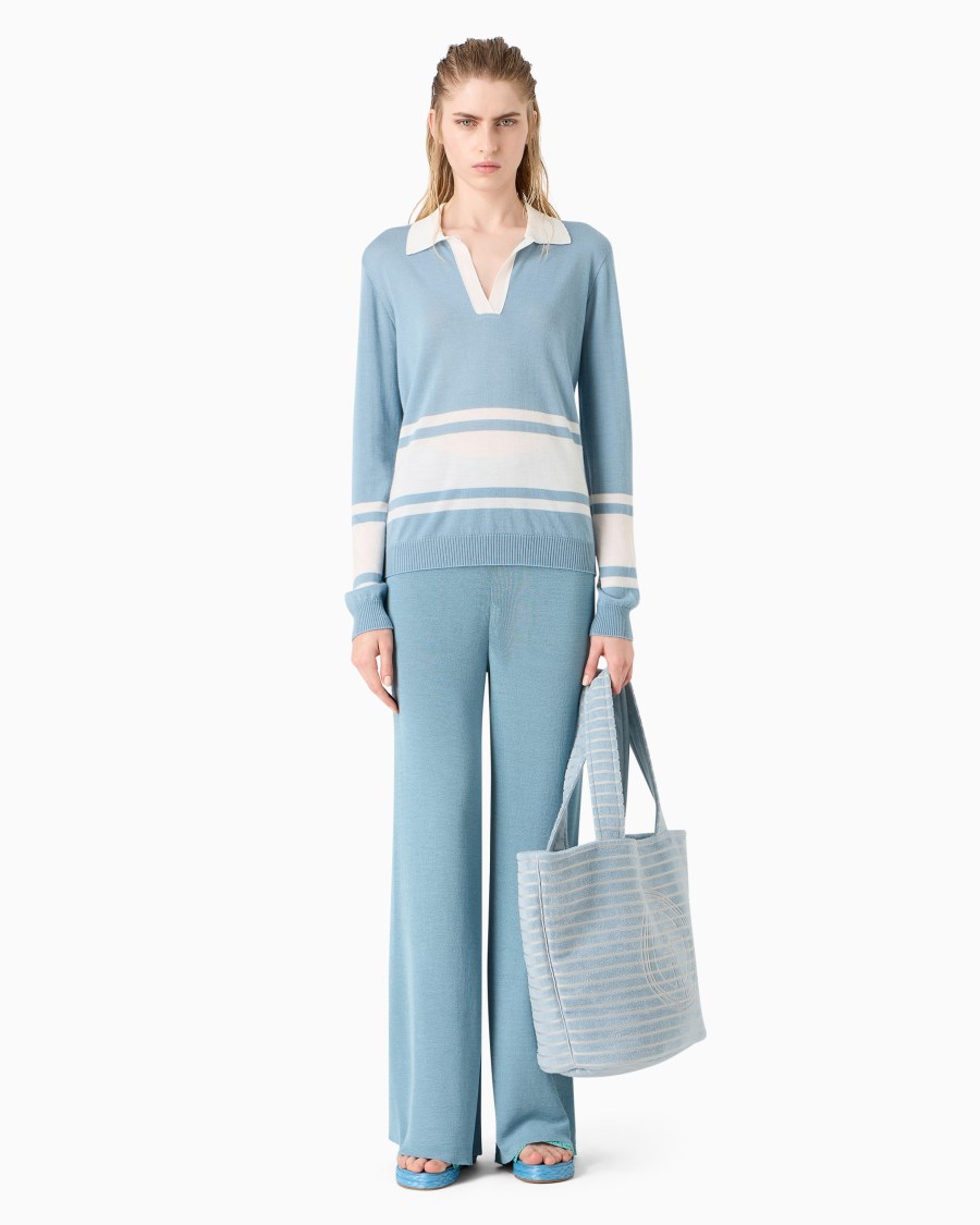 The world of armani PANTALONI IN MAGLIA DI MISTO VISCOSA In Vendita