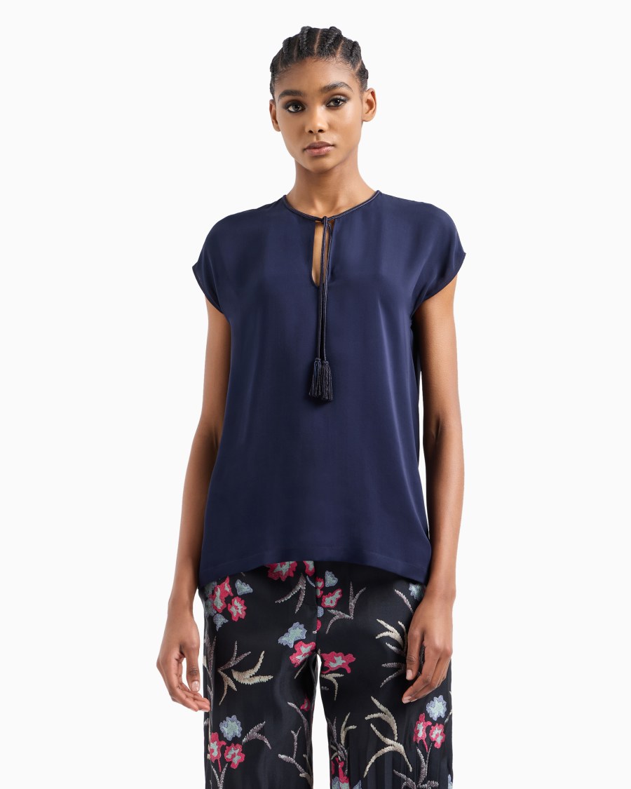 The world of armani BLUSA IN DOPPIA GEORGETTE DI SETA Saldi
