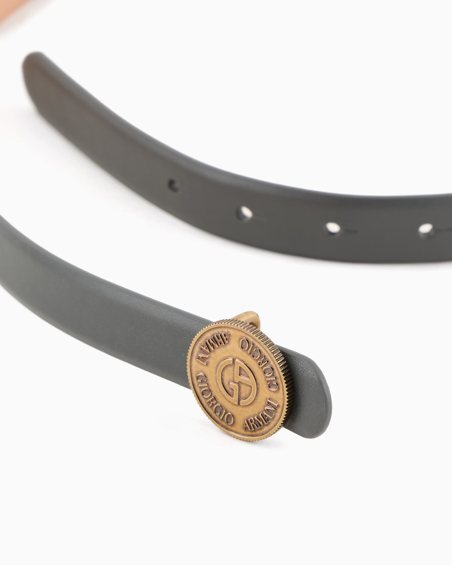 The world of armani CINTURA SOTTILE IN PELLE CON ARDIGLIONE TONDO Vendite Flash