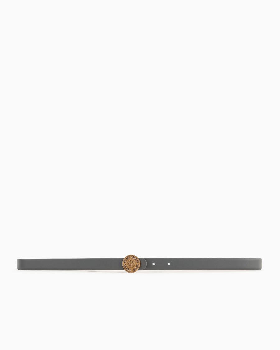 The world of armani CINTURA SOTTILE IN PELLE CON ARDIGLIONE TONDO Vendite Flash