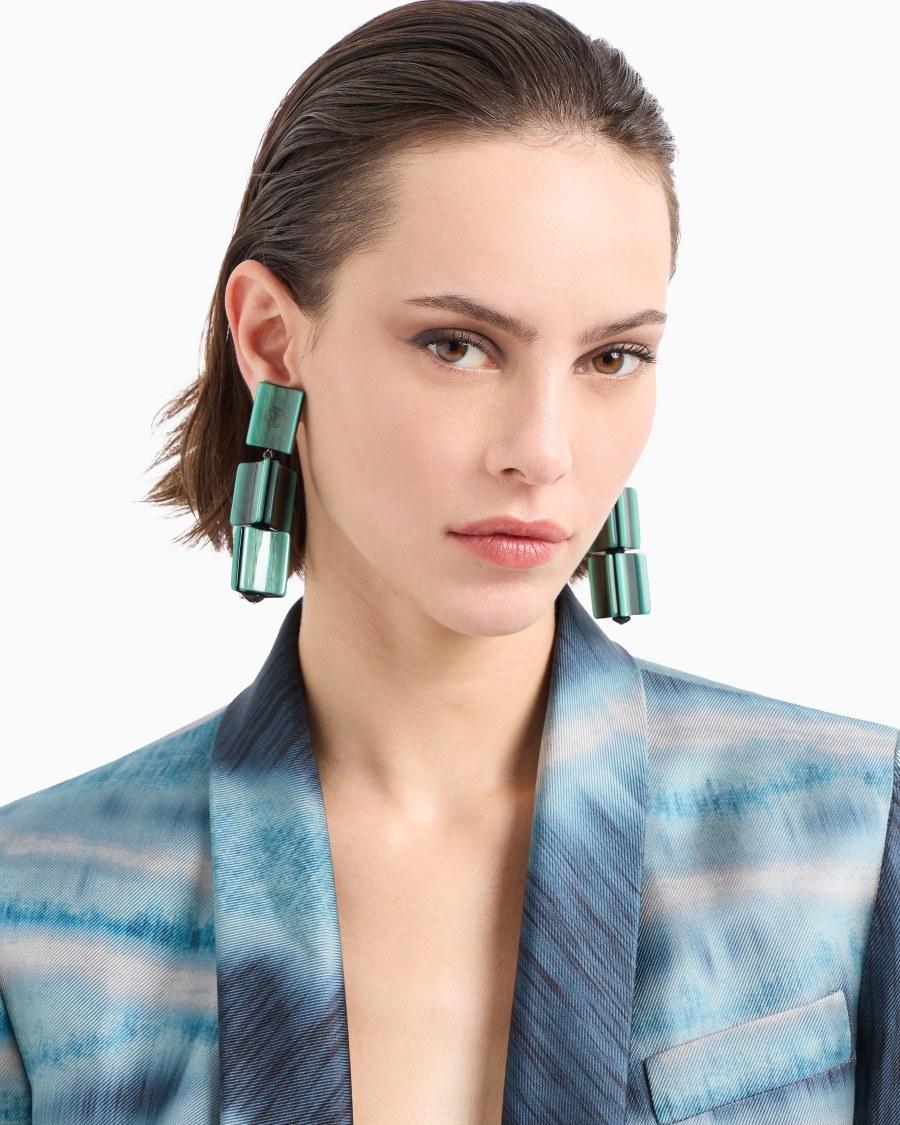 The world of armani ORECCHINI A CLIP CON PENDENTI IN RESINA In Saldo