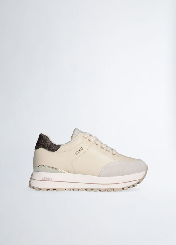 Liu Jo Sneakers platform in pelle beige Cyber Monday
