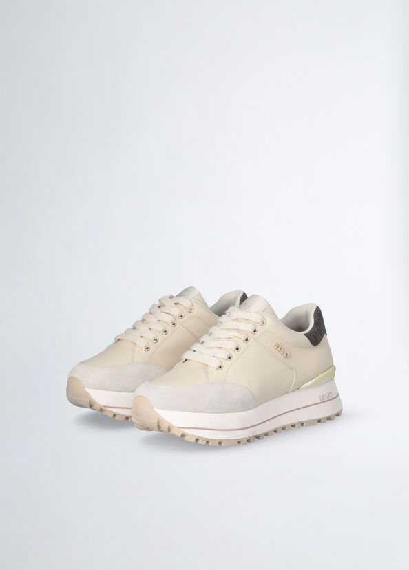 Liu Jo Sneakers platform in pelle beige Cyber Monday