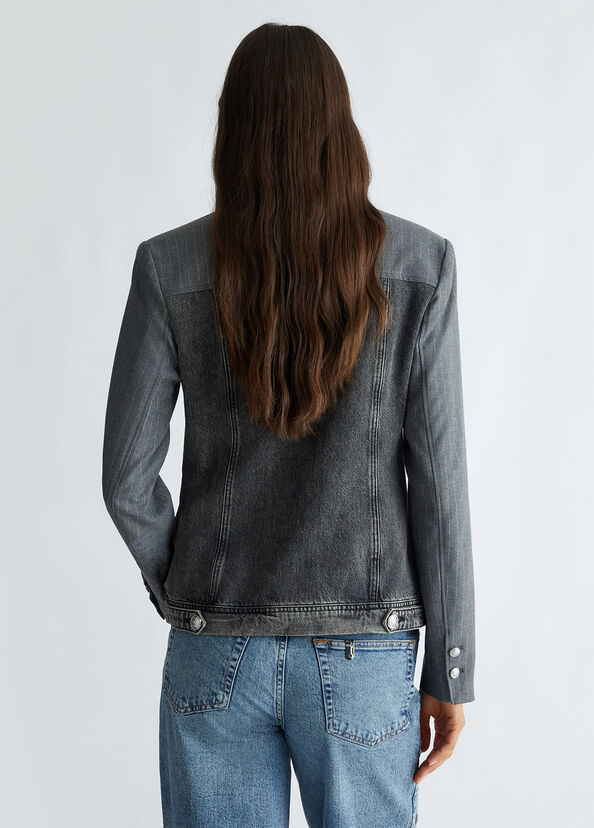 Liu Jo Blazer in twill gessato e denim Online Outlet