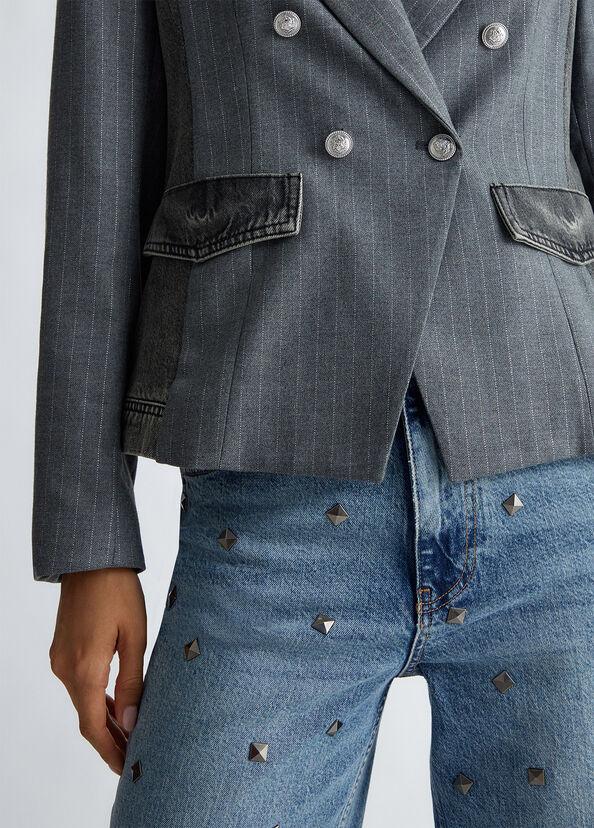 Liu Jo Blazer in twill gessato e denim Online Outlet