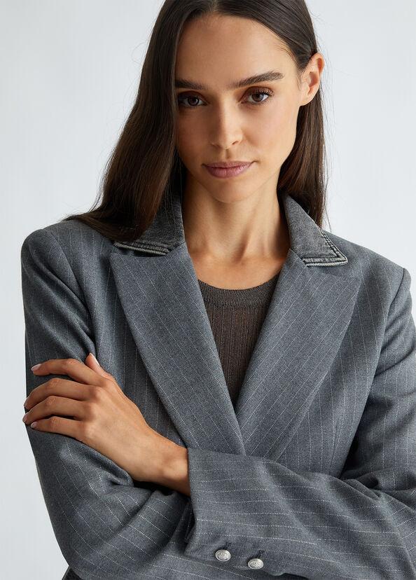 Liu Jo Blazer in twill gessato e denim Online Outlet