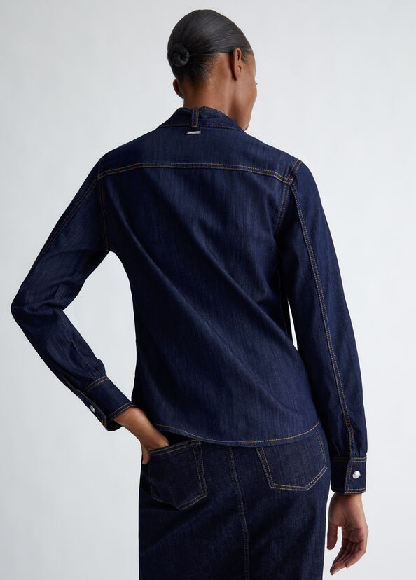 Liu Jo Camicia in denim con fiocco Ultimi due giorni