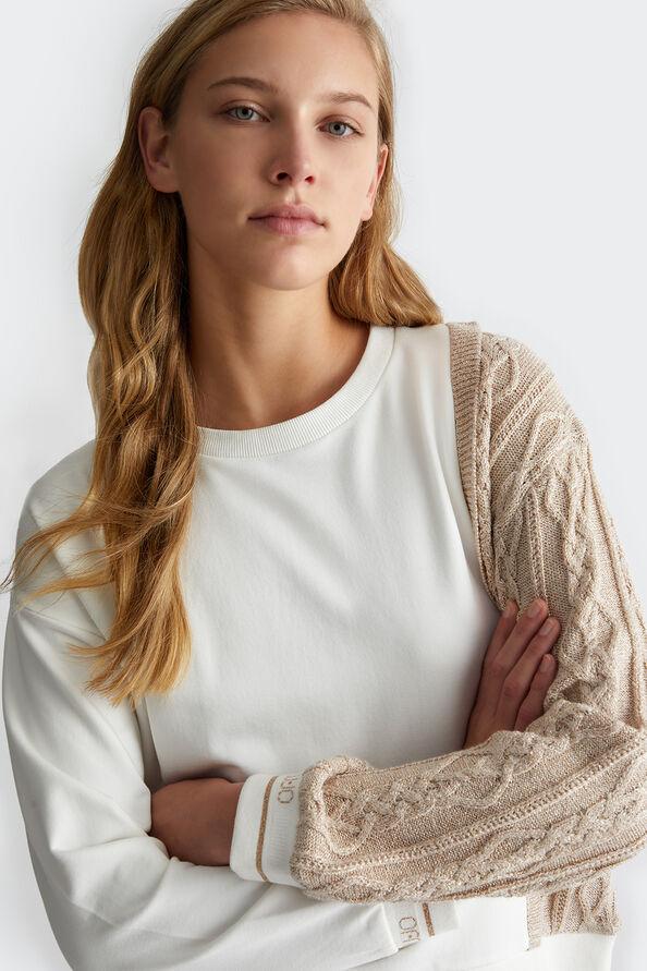Liu Jo Felpa bianca con inserto in maglia Acquista Ora