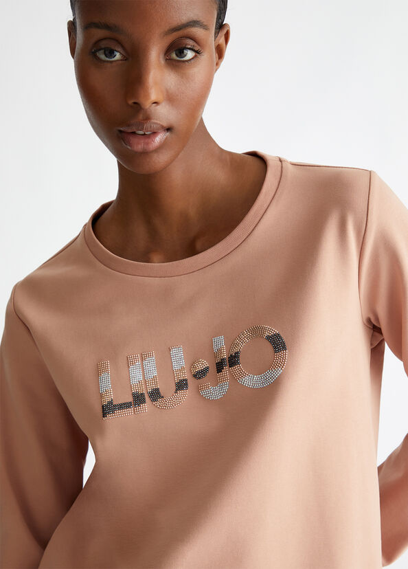 Liu Jo Felpa con logo e strass Sottocosto