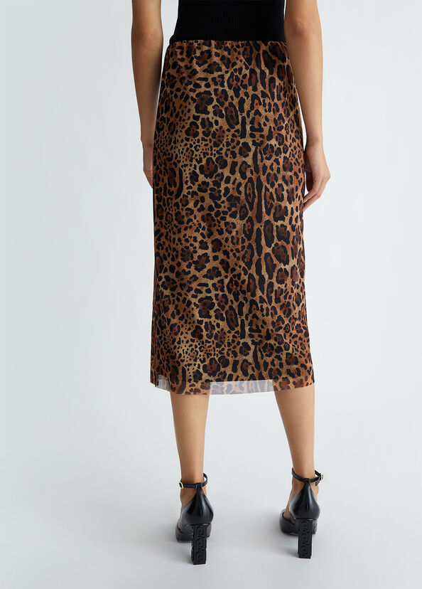 Liu Jo Gonna midi in tulle animalier Vendita Calda