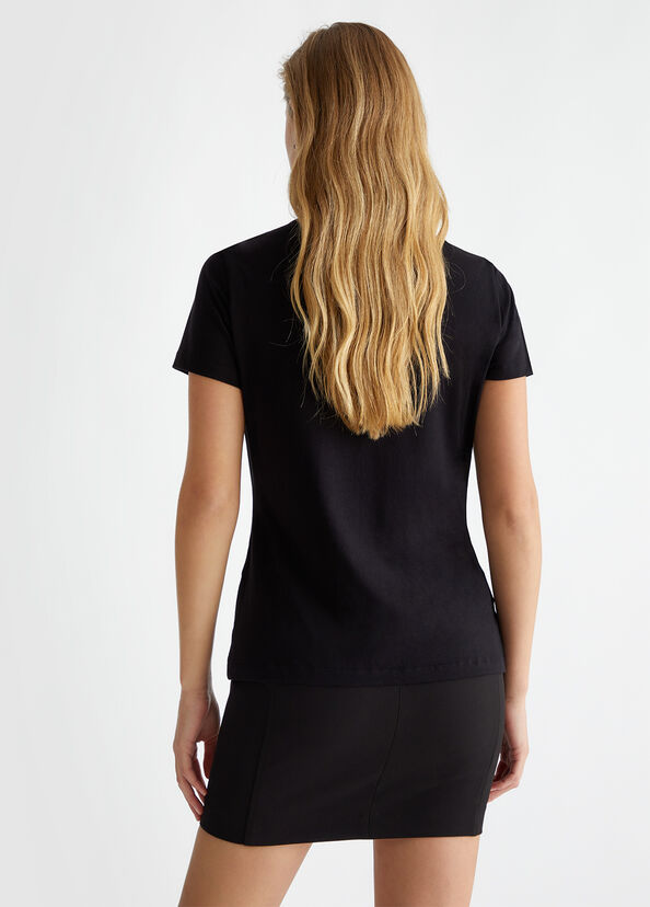 Liu Jo T-shirt in cotone con strass Offerta Giorno del Papà