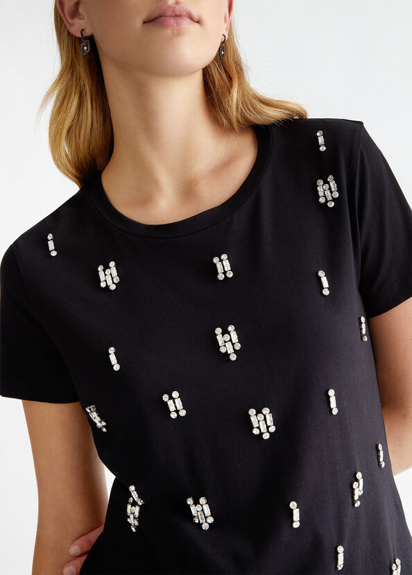 Liu Jo T-shirt in cotone con strass Offerta Giorno del Papà