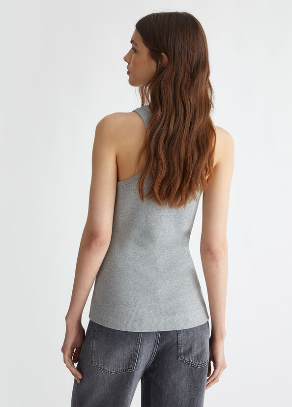Liu Jo Top a costine con logo Offerta Anniversario
