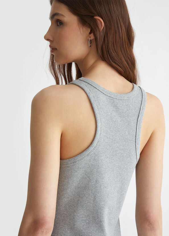 Liu Jo Top a costine con logo Offerta Anniversario