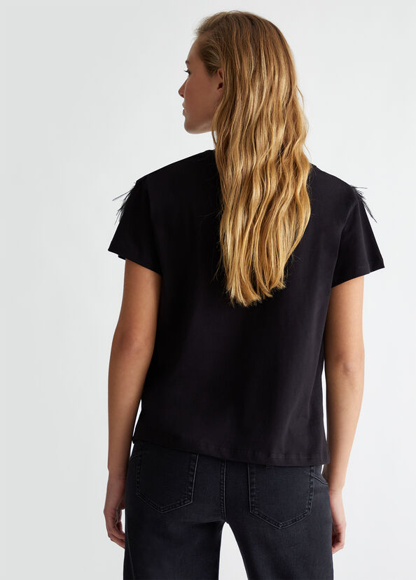Liu Jo T-shirt con piume gioiello Online Outlet