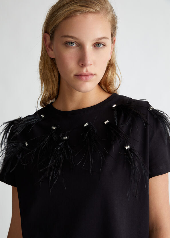 Liu Jo T-shirt con piume gioiello Online Outlet