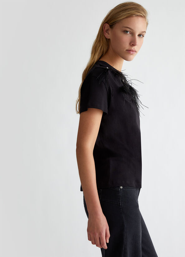 Liu Jo T-shirt con piume gioiello Online Outlet