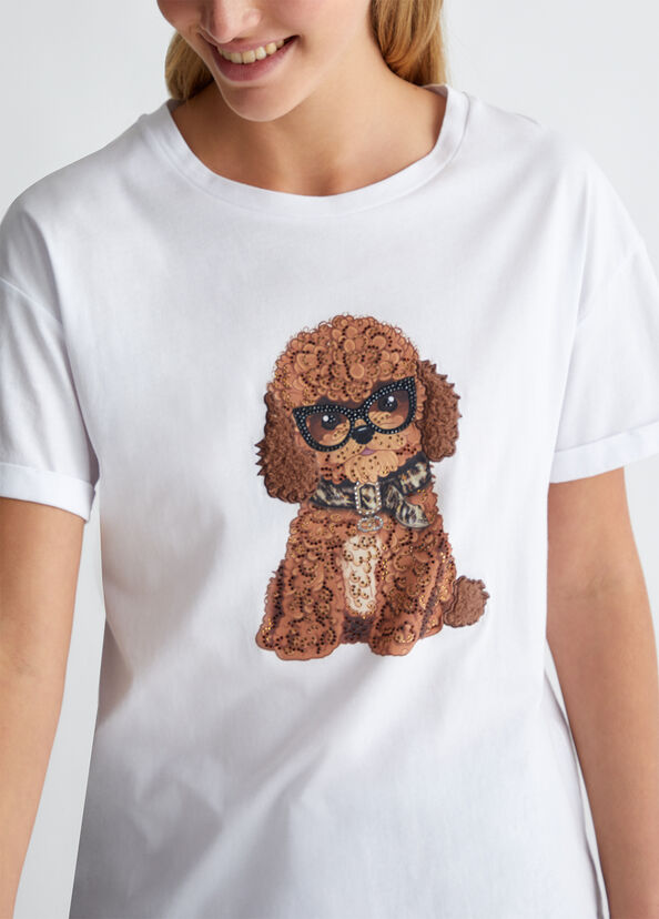 Liu Jo T-shirt con stampa e applicazioni Liquidazione