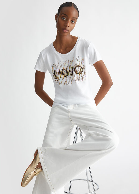 Liu Jo T-shirt con logo e strass Offerta settimanale