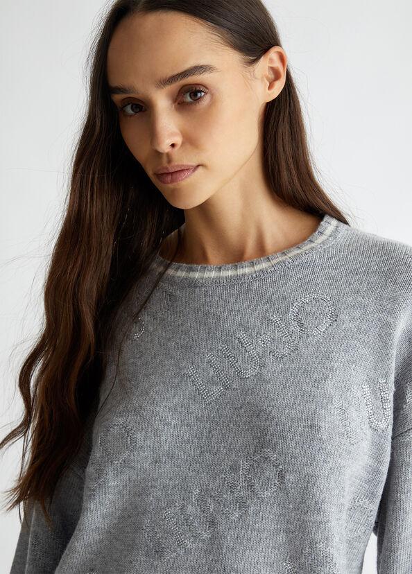 Liu Jo Maglia in misto lana con logo Promozione Limitata