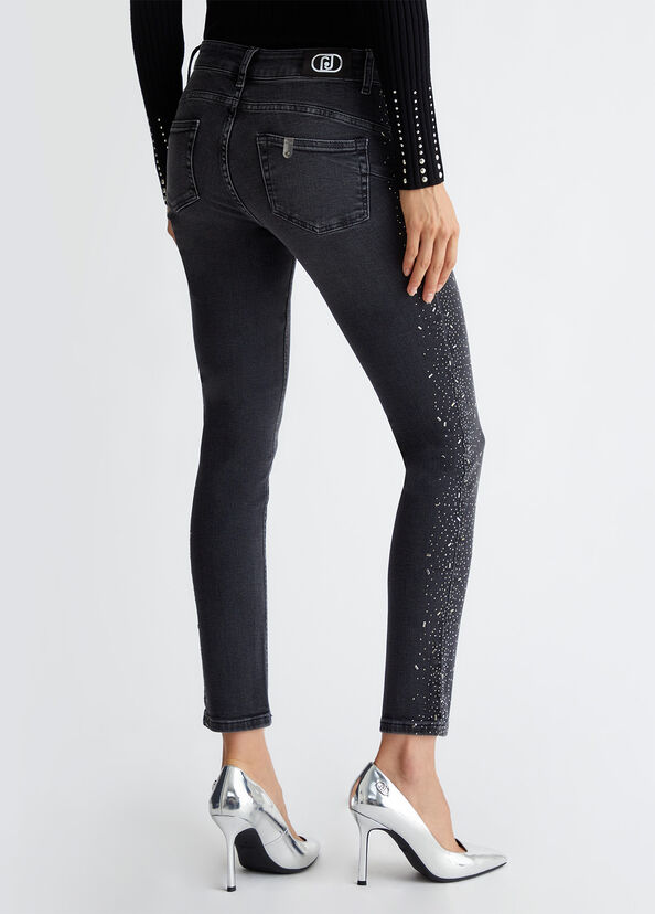 Liu Jo Jeans skinny bottom up con strass In Vendita