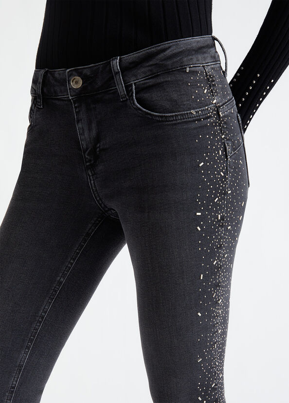 Liu Jo Jeans skinny bottom up con strass In Vendita