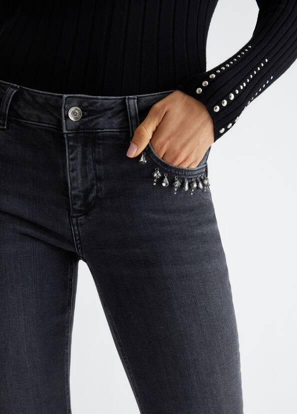 Liu Jo Jeans skinny bottom up con strass Vendita Economica
