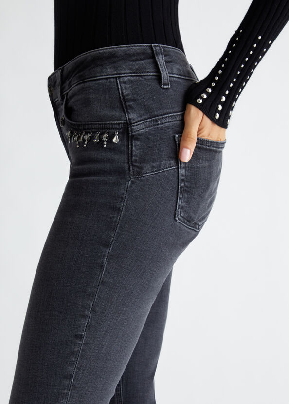 Liu Jo Jeans skinny bottom up con strass Vendita Economica
