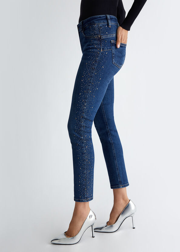Liu Jo Jeans skinny bottom up con strass In Saldo