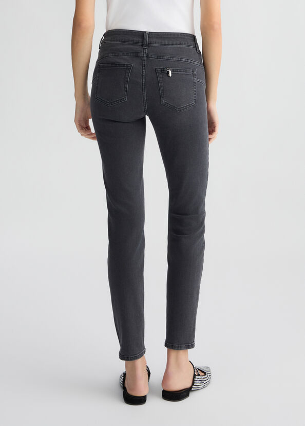 Liu Jo Jeans skinny grigio con strass Offerta speciale