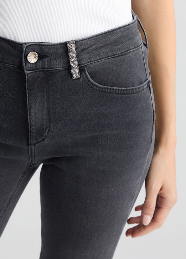Liu Jo Jeans skinny grigio con strass Offerta speciale