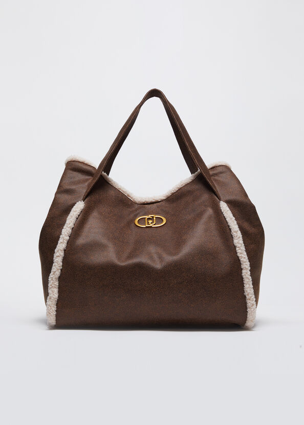 Liu Jo Shopping bag in tessuto spalmato con pochette Smaltimento dello stoccaggio