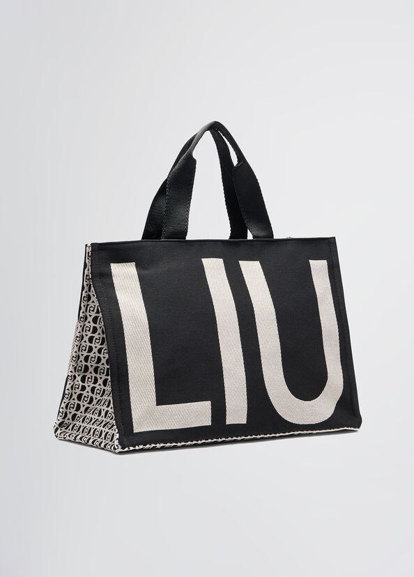 Liu Jo Borsa tote monogram jacquard nera Novità