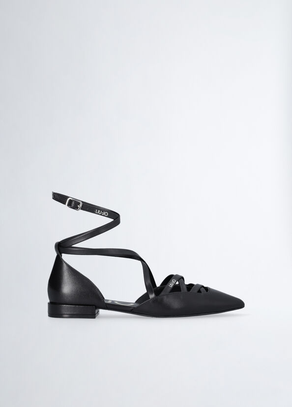Liu Jo Ballerine nere in pelle con cinturino Fino al 50% di sconto