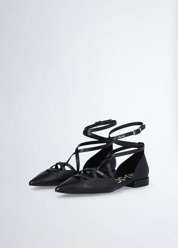 Liu Jo Ballerine nere in pelle con cinturino Fino al 50% di sconto
