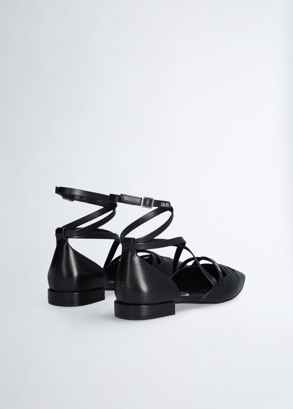 Liu Jo Ballerine nere in pelle con cinturino Fino al 50% di sconto