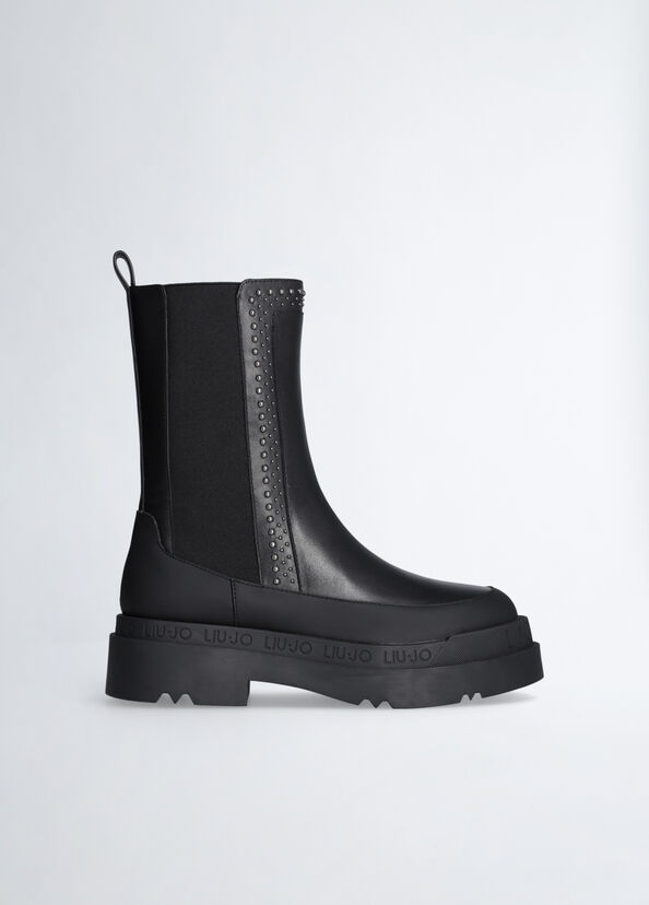 Liu Jo Stivaletti neri in pelle Offerta speciale della fabbrica