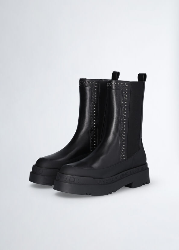Liu Jo Stivaletti neri in pelle Offerta speciale della fabbrica