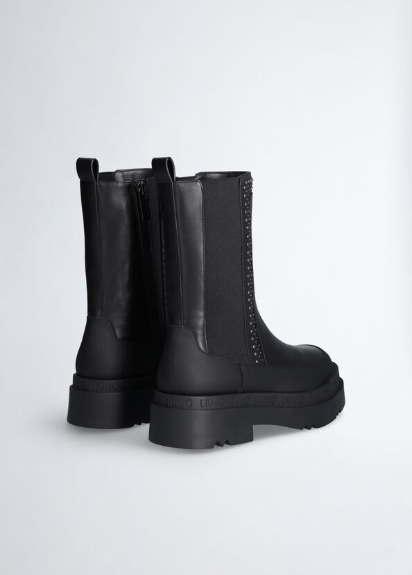 Liu Jo Stivaletti neri in pelle Offerta speciale della fabbrica