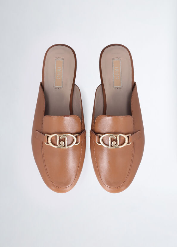 Liu Jo Slippers in pelle con logo Consegna Veloce